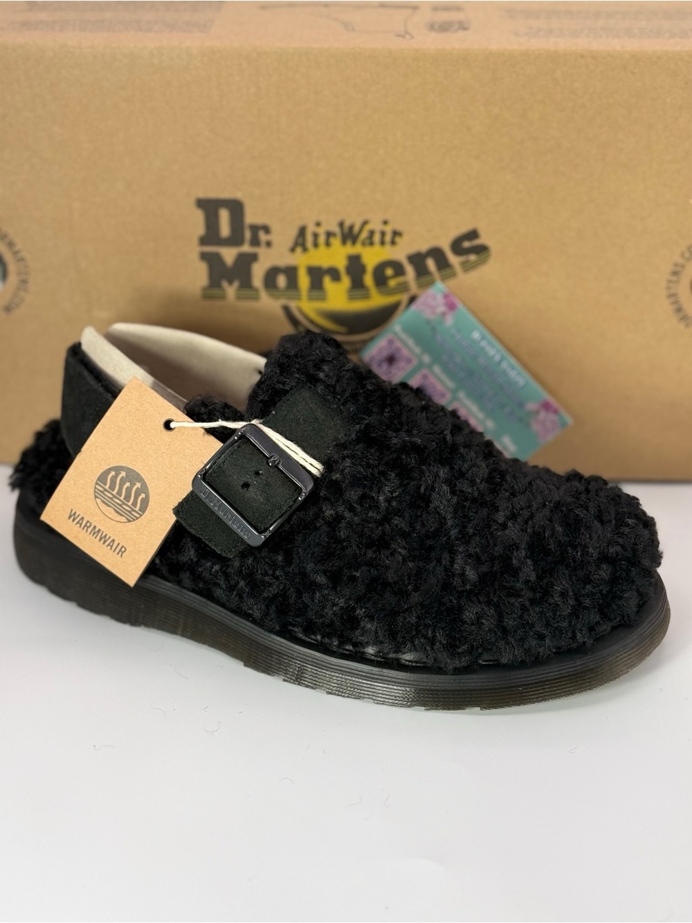 Dr. Martens Jorge II Black Faux Fur Mules